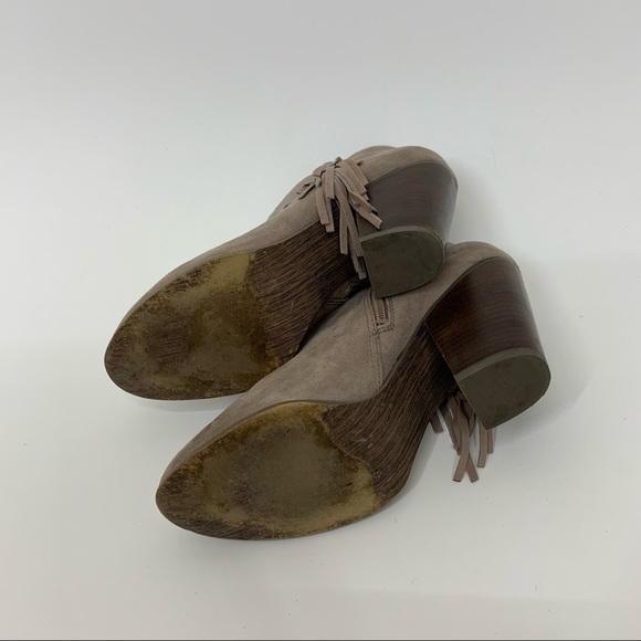 Carlos Santana Tempe Leather Western Stacked Heel Ankle Boots Fringe Detail - Picture 8 of 16